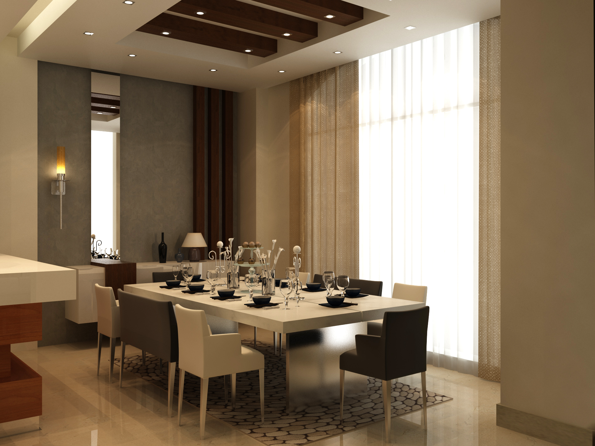 Formal dining room — modern design villa interior in Palm Jumeirah, Dubai by Ab & Zen Interior
