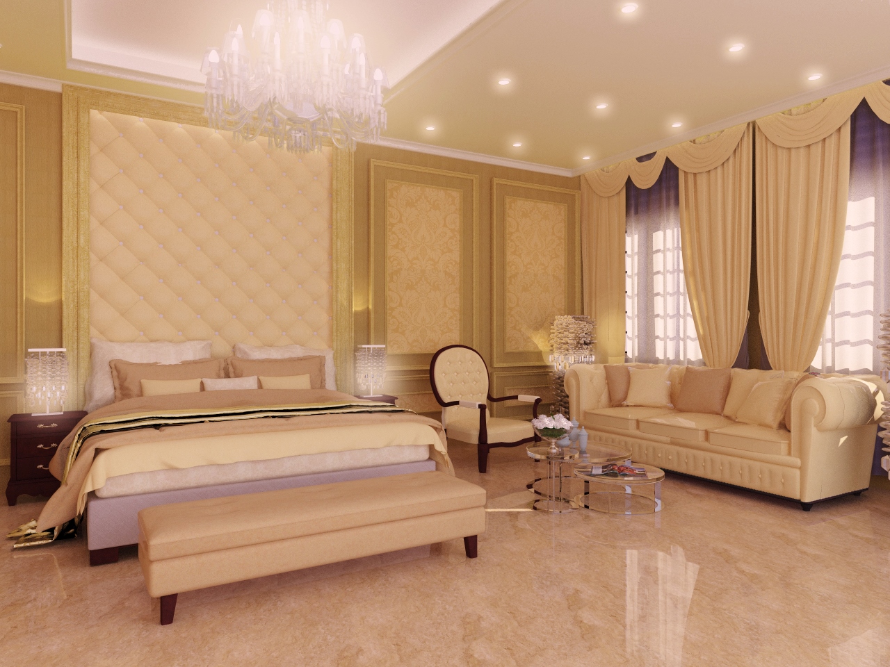 Master bedroom — complete villa renovation in Doha, Qatar by Ab & Zen Interior
