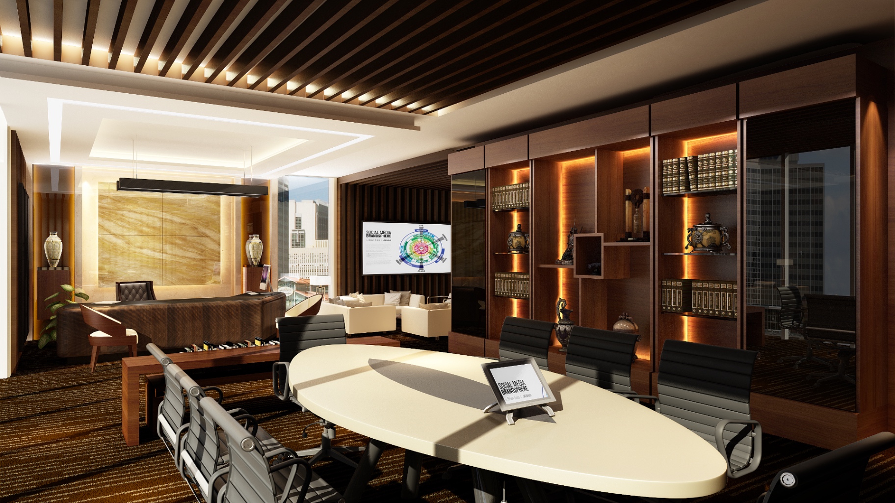 Executive office & meeting table — BFL Group headquarters office fit-out in Dubai by Ab & Zen Interior