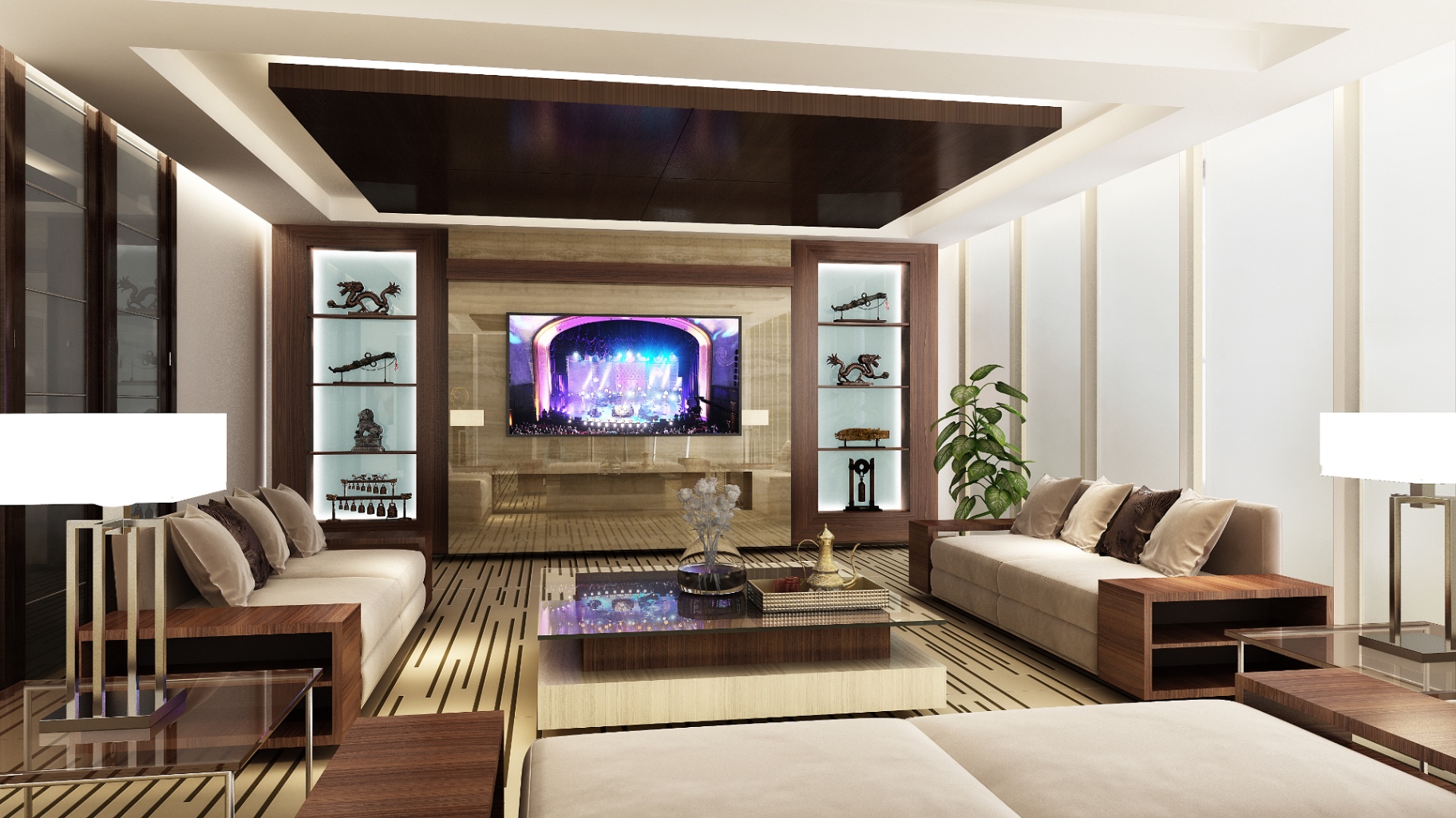 VIP majlis & media wall — BFL Group headquarters office fit-out in Dubai by Ab & Zen Interior
