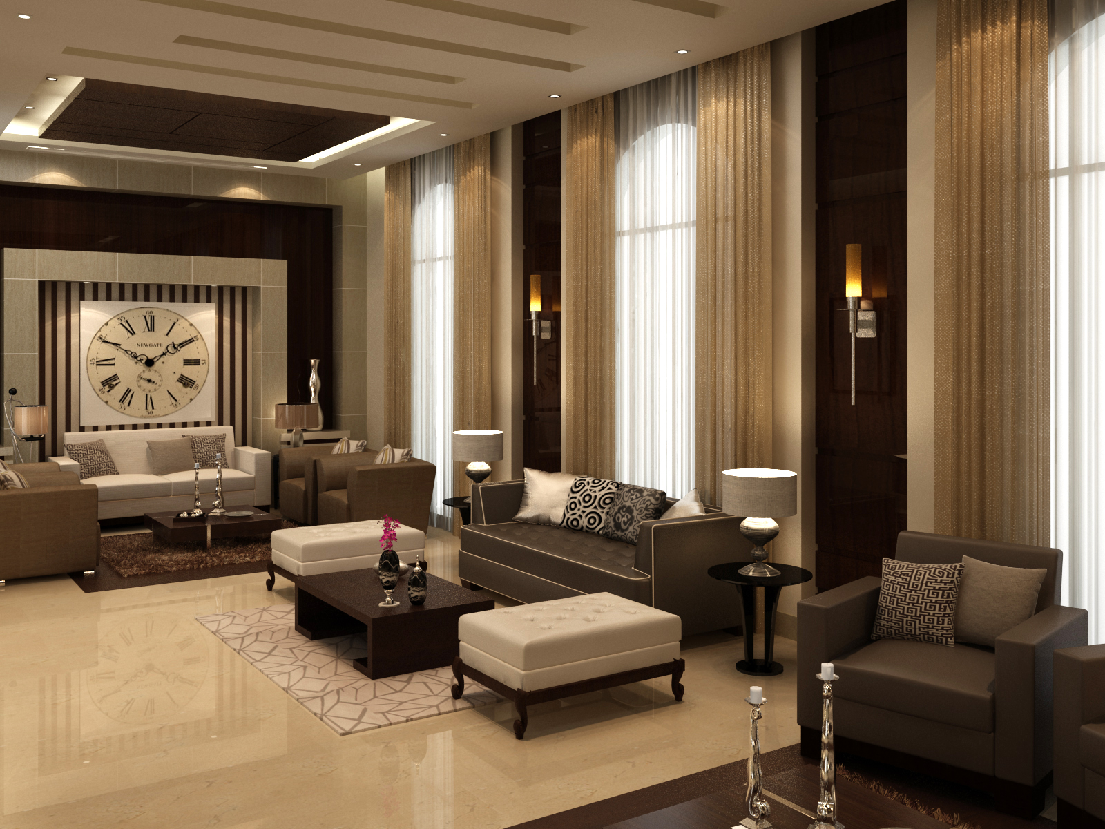 Formal living room — modern design villa interior in Palm Jumeirah, Dubai by Ab & Zen Interior