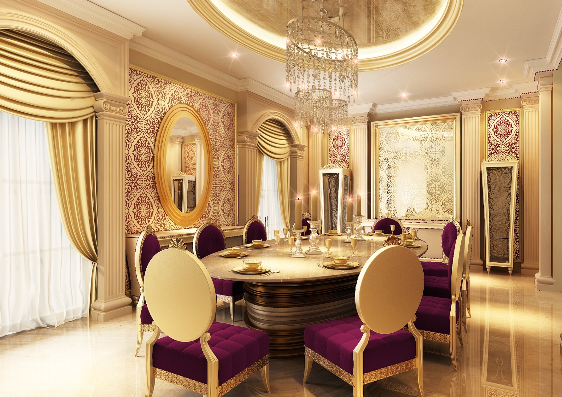 Classic dining hall — complete villa renovation in Doha, Qatar by Ab & Zen Interior