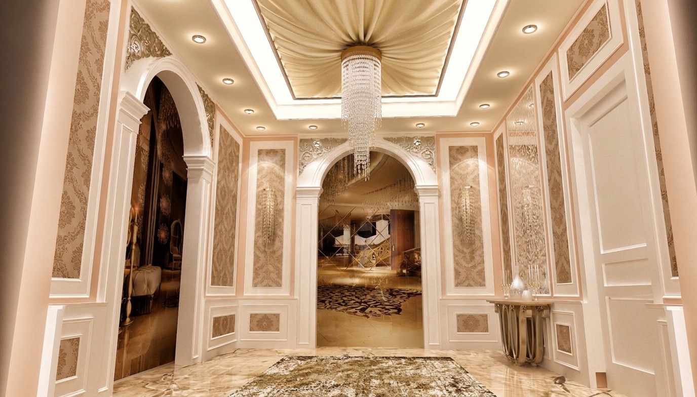 Entrance hall & arched passage — complete residential redesign project in Bahrain by Ab & Zen Interior