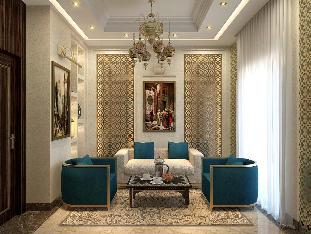 Private majlis seating nook — coffee shop and restaurant interior design project at The Dubai Mall by Ab & Zen Interior