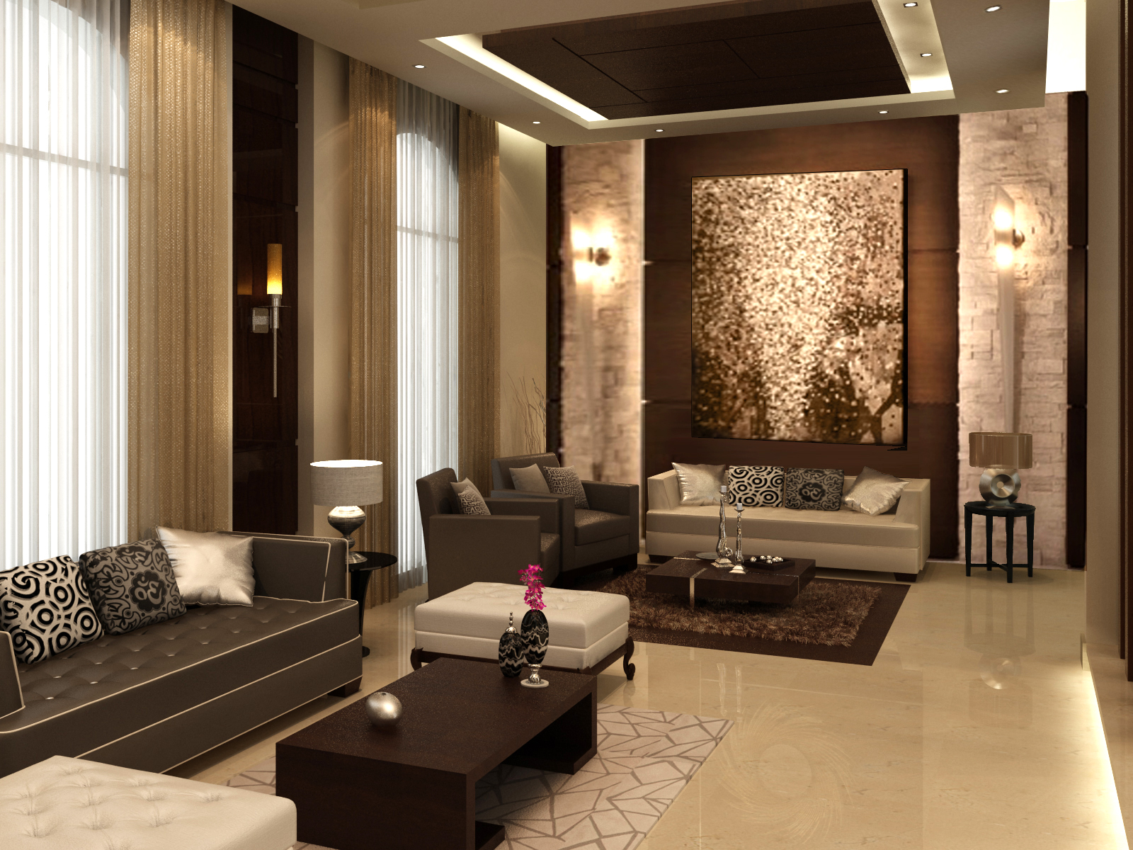 Majlis seating area — modern design villa interior in Palm Jumeirah, Dubai by Ab & Zen Interior
