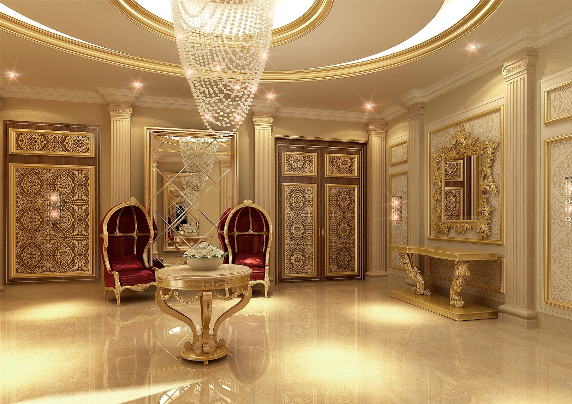 Entrance foyer — complete villa renovation in Doha, Qatar by Ab & Zen Interior
